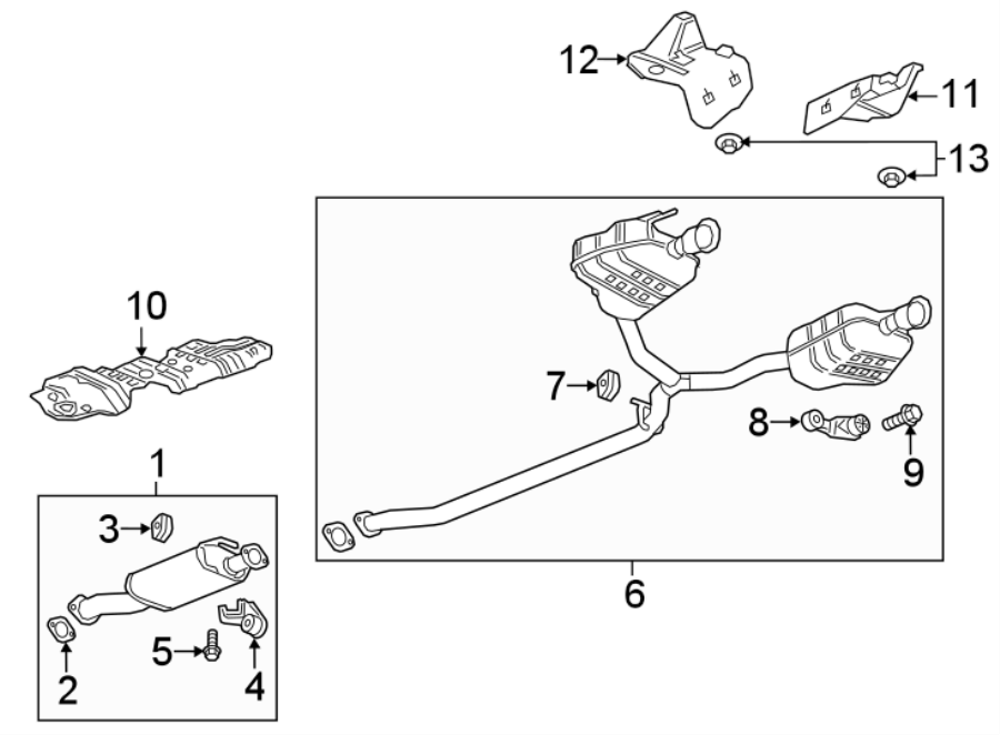 Diagram EXHAUST SYSTEM. EXHAUST COMPONENTS. for your 2013 Chevrolet