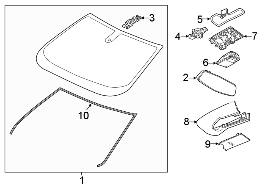 Diagram WINDSHIELD. GLASS. REVEAL MOLDINGS. for your 2015 Cadillac ATS   