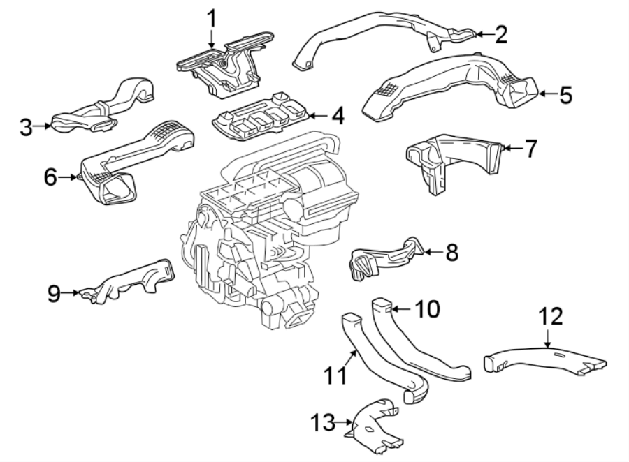 Diagram INSTRUMENT PANEL. DUCTS. for your 2023 Cadillac XT5 Livery Hearse  