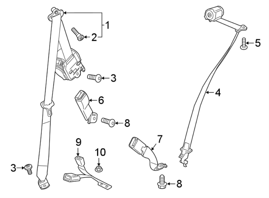 Diagram RESTRAINT SYSTEMS. THIRD ROW SEAT BELTS. for your 2005 Chevrolet Impala   