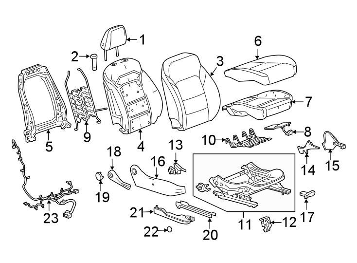 Diagram SEATS & TRACKS. PASSENGER SEAT COMPONENTS. for your 2005 Buick Century   