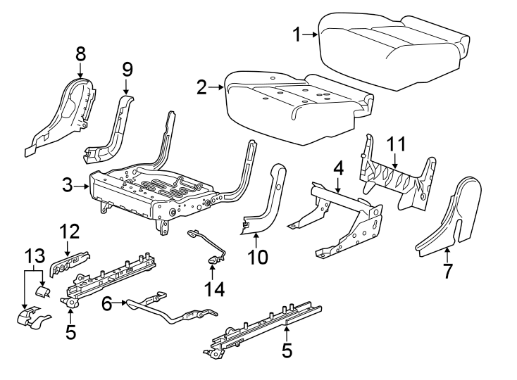 Diagram SEATS & TRACKS. REAR SEAT COMPONENTS. for your 2023 Cadillac XT4   