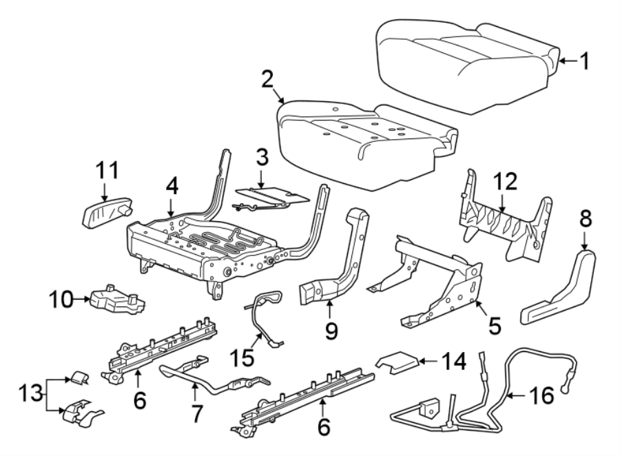 Diagram SEATS & TRACKS. REAR SEAT COMPONENTS. for your 2018 Cadillac ATS Luxury Coupe 2.0L Ecotec A/T AWD 