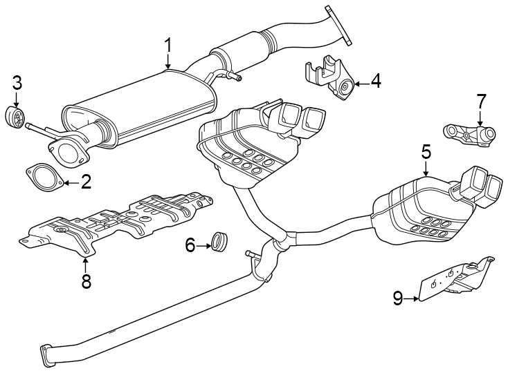 Diagram Exhaust system. Exhaust components. for your 2018 Chevrolet Equinox 1.5L Ecotec A/T FWD LT Sport Utility 