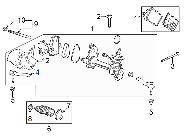 Diagram Steering gear & linkage. for your 2022 Chevrolet Equinox 1.5L Ecotec A/T FWD LS Sport Utility 