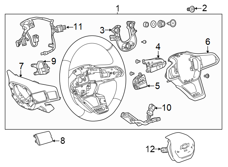 Diagram Steering wheel & trim. for your 2021 Chevrolet Traverse    