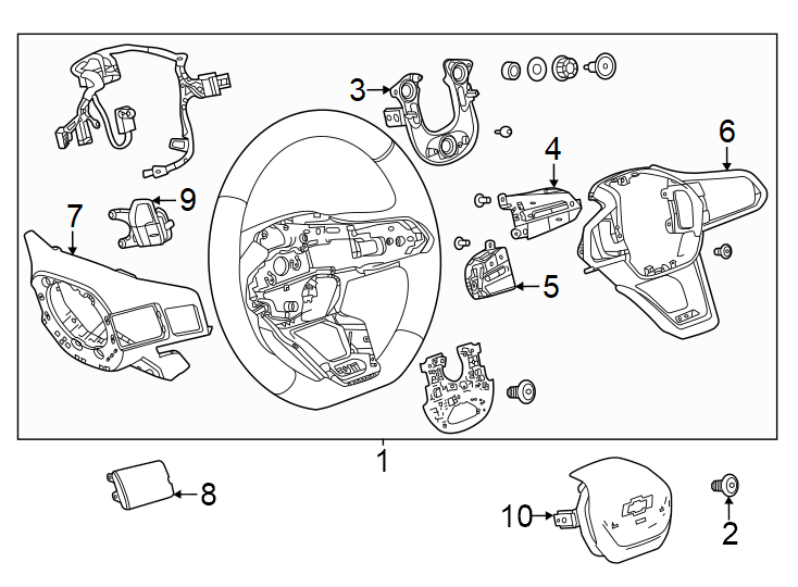 Diagram Steering wheel & trim. for your 2021 Chevrolet Traverse    