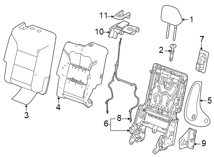 2Cloth. Evotex. Gideon. Inner. Lt. Outer. Passenger side-captain seat. Rs. Seat back components. W/O one-touch fold. W/ONE-TOUCH fold. Z71.https://images.simplepart.com/images/parts/motor/fullsize/GM24485.png