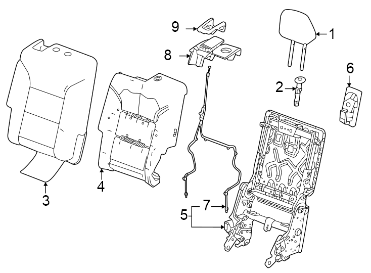 Diagram Seats & tracks. Second row seats. for your Cadillac ATS  