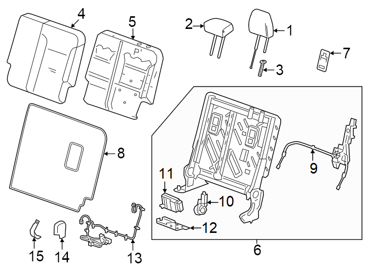 1560% side. Center headrest. Inner. Outer headrest. Seat back. W/POWER fold.https://images.simplepart.com/images/parts/motor/fullsize/GM24555.png