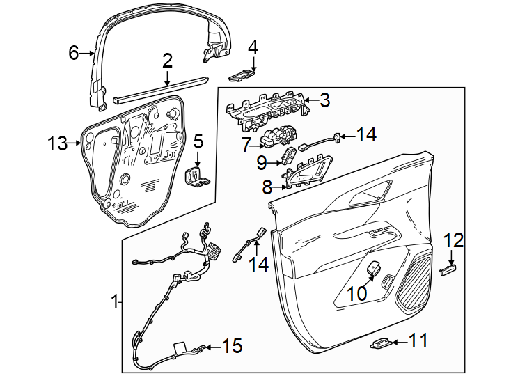 Diagram Front door. Interior trim. for your 2002 Buick Century   