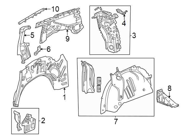 8Quarter panel. Inner structure.https://images.simplepart.com/images/parts/motor/fullsize/GM24705.png