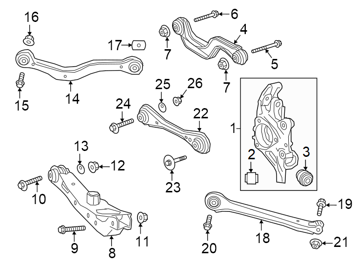 Diagram Rear suspension. Suspension components. for your 2014 GMC Sierra 2500 HD 6.6L Duramax V8 DIESEL A/T 4WD WT Crew Cab Pickup 