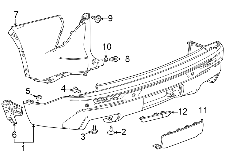 Diagram Rear bumper. Bumper & components. for your 2019 Chevrolet Suburban    