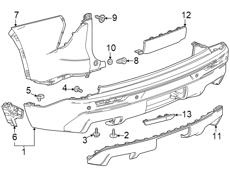 Diagram Rear bumper. Bumper & components. for your 2019 Chevrolet Suburban    