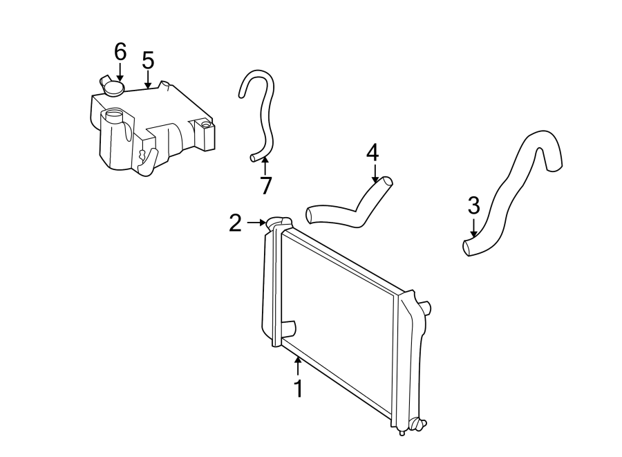 Diagram RADIATOR & COMPONENTS. for your 1995 Chevrolet K2500  Base Standard Cab Pickup Fleetside 4.3L Chevrolet V6 A/T 