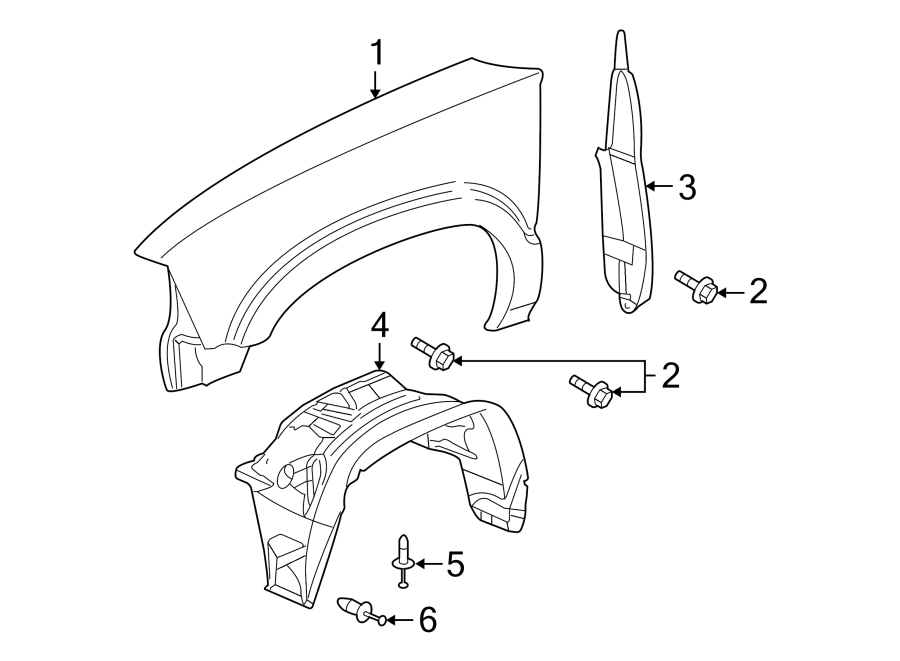 Diagram FENDER & COMPONENTS. for your 2023 Chevrolet Trailblazer   