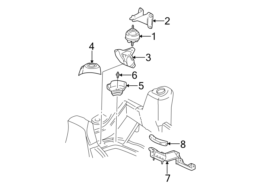 Diagram ENGINE & TRANS MOUNTING. for your 2002 Chevrolet Camaro  Z28 Coupe 