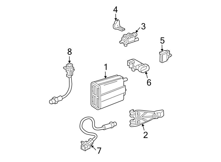 Diagram EMISSION SYSTEM. EMISSION COMPONENTS. for your 2013 Chevrolet Suburban 1500 LTZ Sport Utility 5.3L Vortec V8 FLEX A/T RWD 