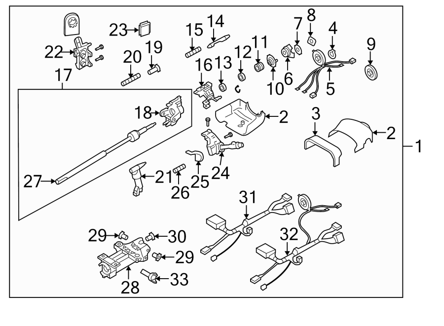 HOUSING & COMPONENTS. STEERING COLUMN ASSEMBLY.