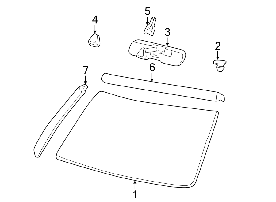 Diagram WINDSHIELD. GLASS. REVEAL MOLDINGS. for your 2003 Chevrolet Trailblazer   