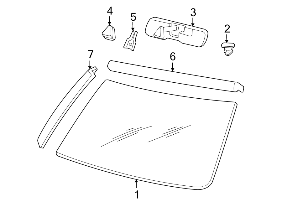 Diagram WINDSHIELD. GLASS. REVEAL MOLDINGS. for your 1997 Chevrolet Tahoe    