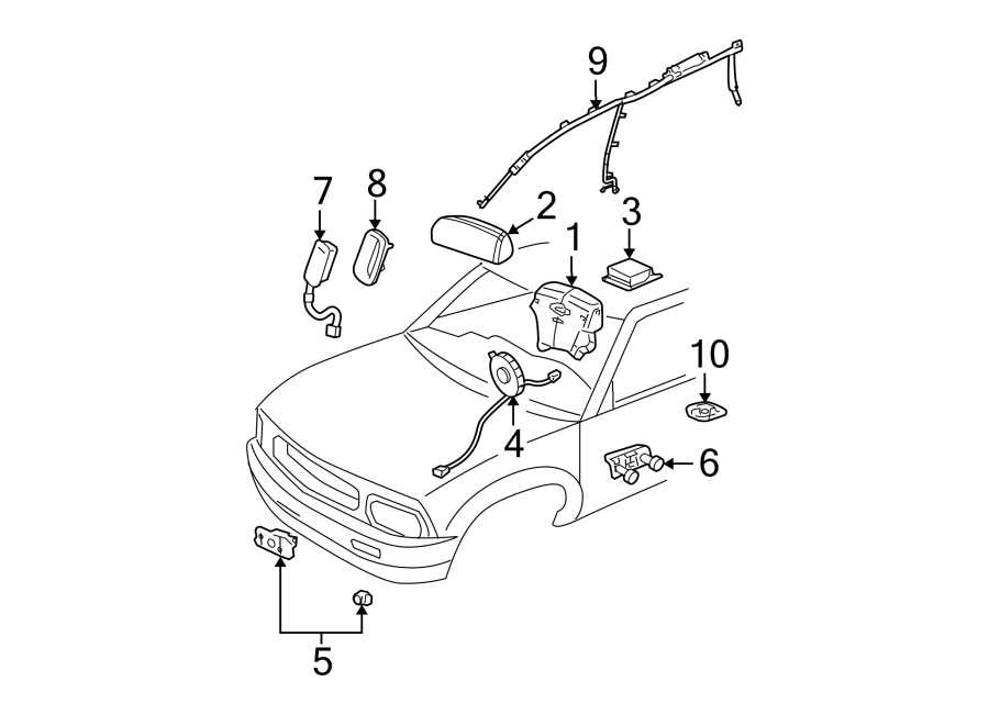 Diagram RESTRAINT SYSTEMS. AIR BAG COMPONENTS. for your 2022 Chevrolet Silverado   