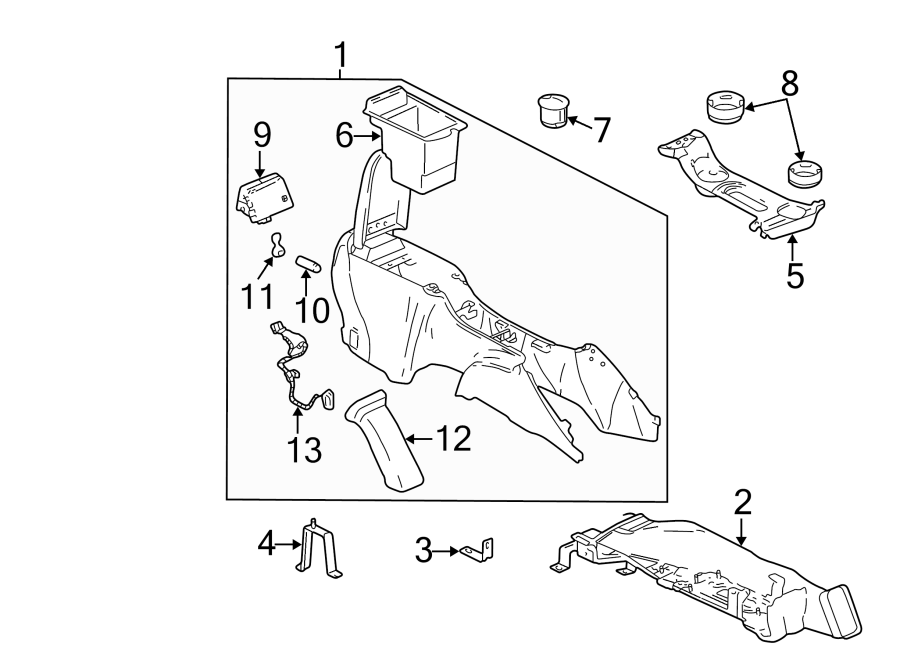 Diagram CENTER CONSOLE. for your 2013 Cadillac ATS Base Sedan 2.0L Ecotec M/T RWD 