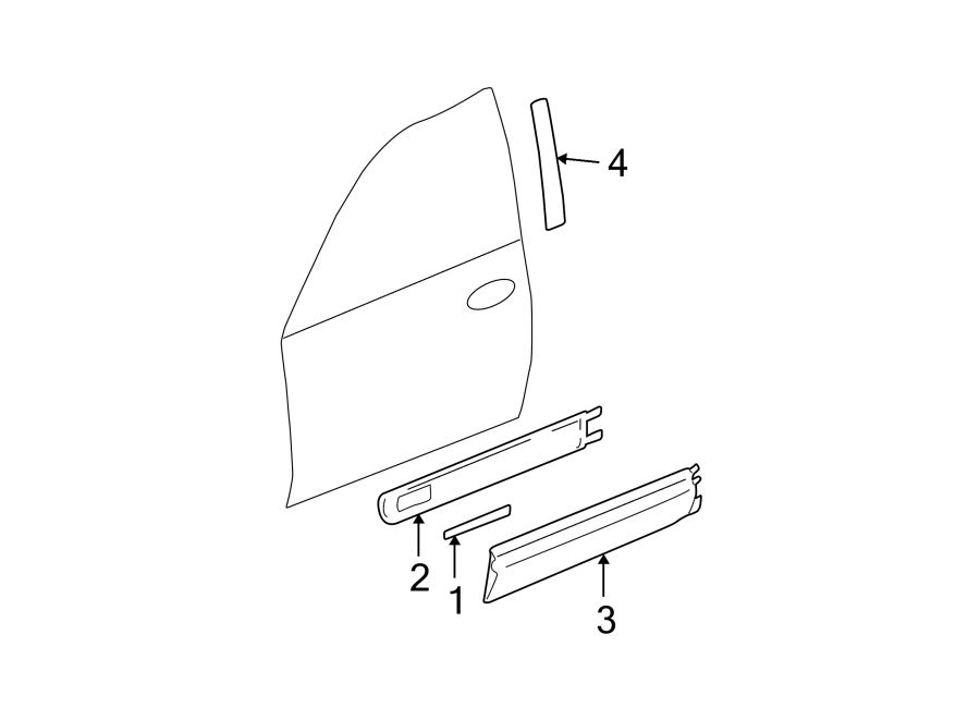 Diagram FRONT DOOR. EXTERIOR TRIM. for your 2005 Chevrolet Silverado 2500 HD LS Standard Cab Pickup Fleetside  