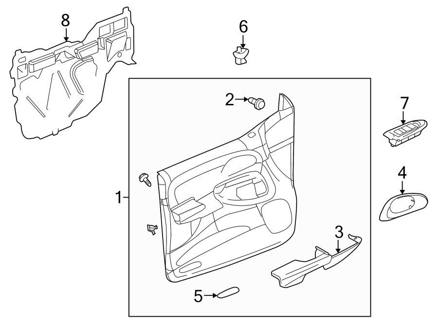 Diagram FRONT DOOR. INTERIOR TRIM. for your GMC Envoy  