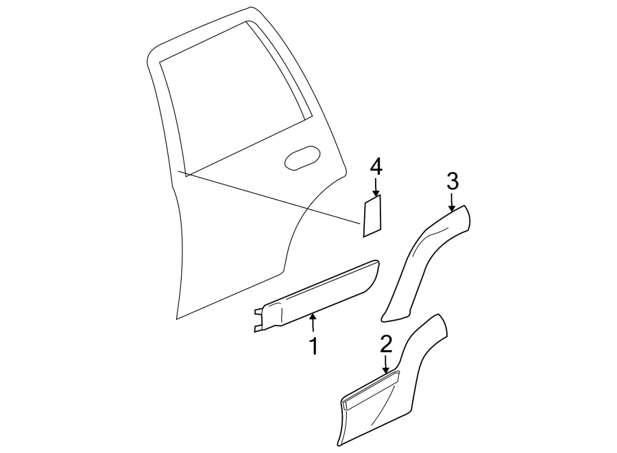 Diagram REAR DOOR. EXTERIOR TRIM. for your Chevrolet Trailblazer  