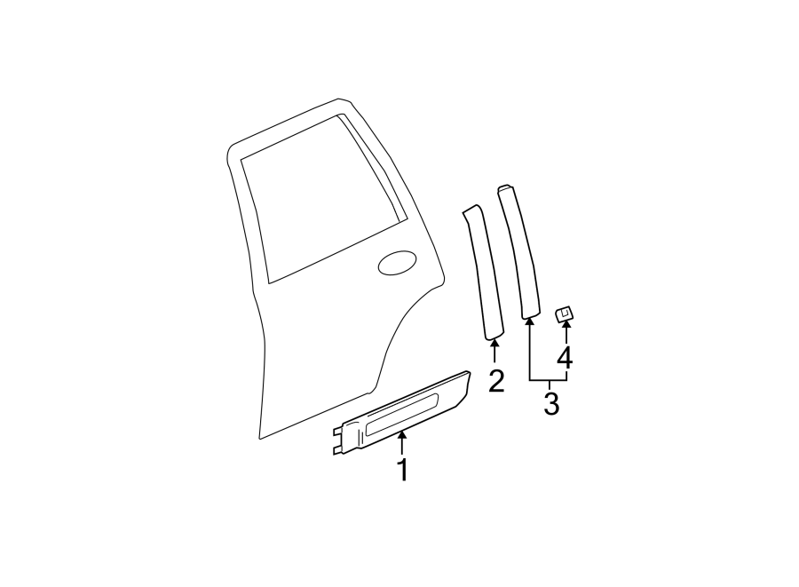 REAR DOOR. EXTERIOR TRIM.