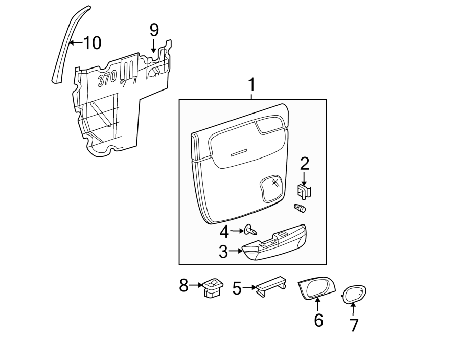 Diagram REAR DOOR. INTERIOR TRIM. for your 2005 Chevrolet Silverado 2500 HD WT Extended Cab Pickup Fleetside  