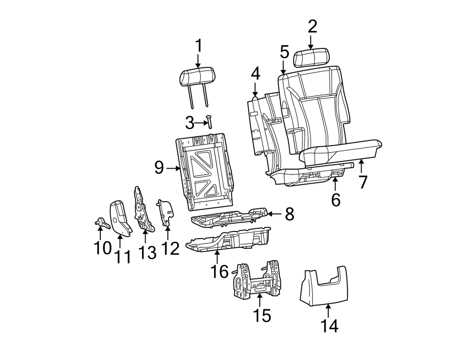 Diagram SEATS & TRACKS. REAR SEAT COMPONENTS. for your 2005 Chevrolet Express 3500   