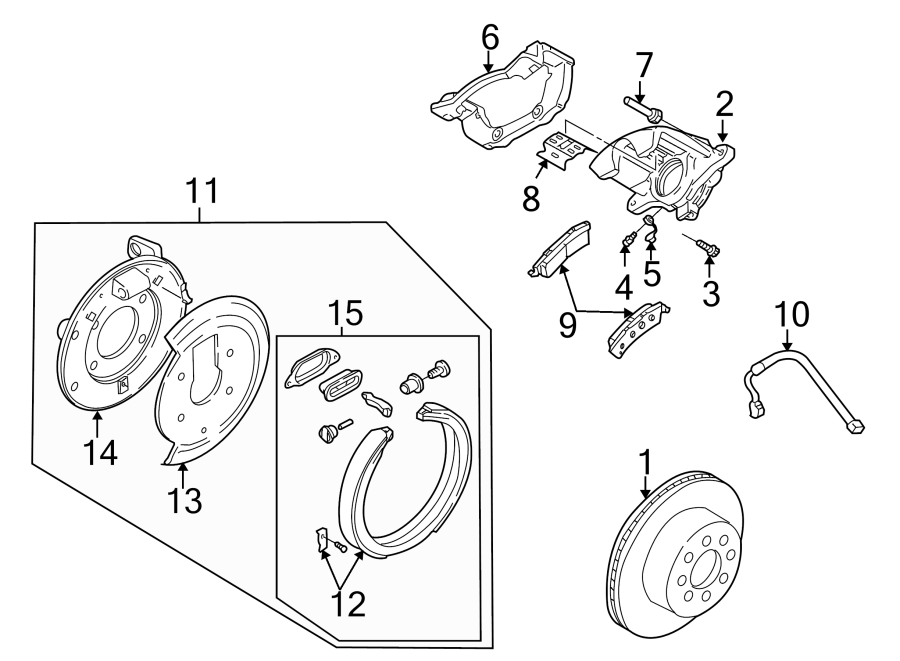 REAR SUSPENSION. BRAKE COMPONENTS. Diagram