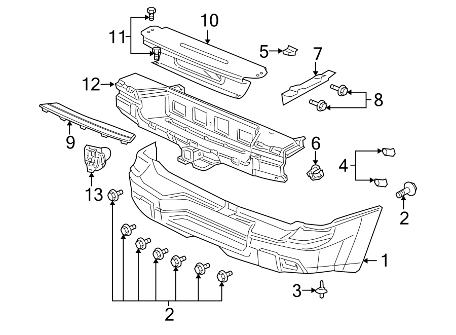 Diagram REAR BUMPER. BUMPER & COMPONENTS. for your 2013 Chevrolet Corvette   