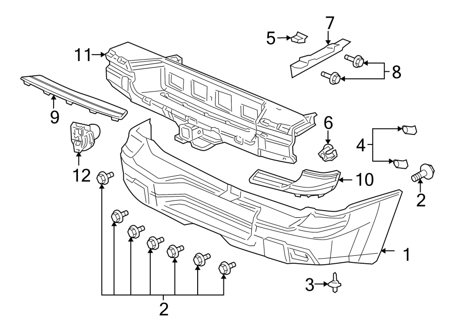 Diagram REAR BUMPER. BUMPER & COMPONENTS. for your 2011 GMC Sierra 2500 HD 6.6L Duramax V8 DIESEL A/T RWD WT Extended Cab Pickup 