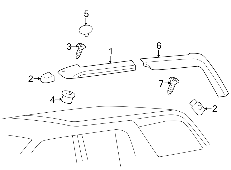 Diagram ROOF. EXTERIOR TRIM. for your 2010 Chevrolet Silverado 3500 HD LTZ Extended Cab Pickup  