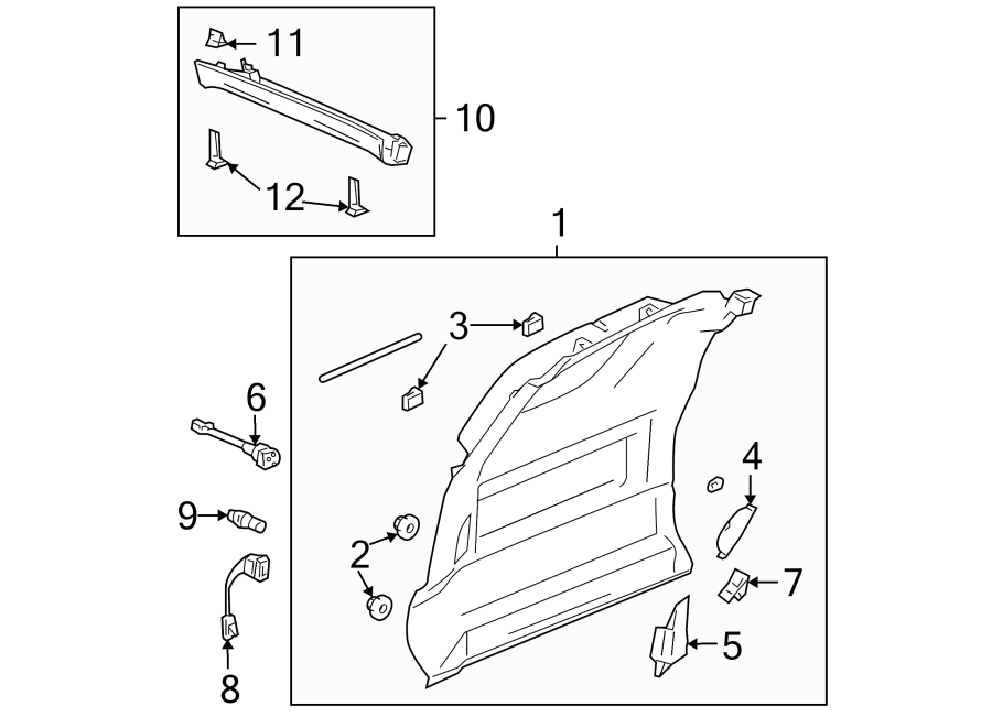 Diagram QUARTER PANEL. INTERIOR TRIM. for your 2005 Chevrolet Trailblazer   