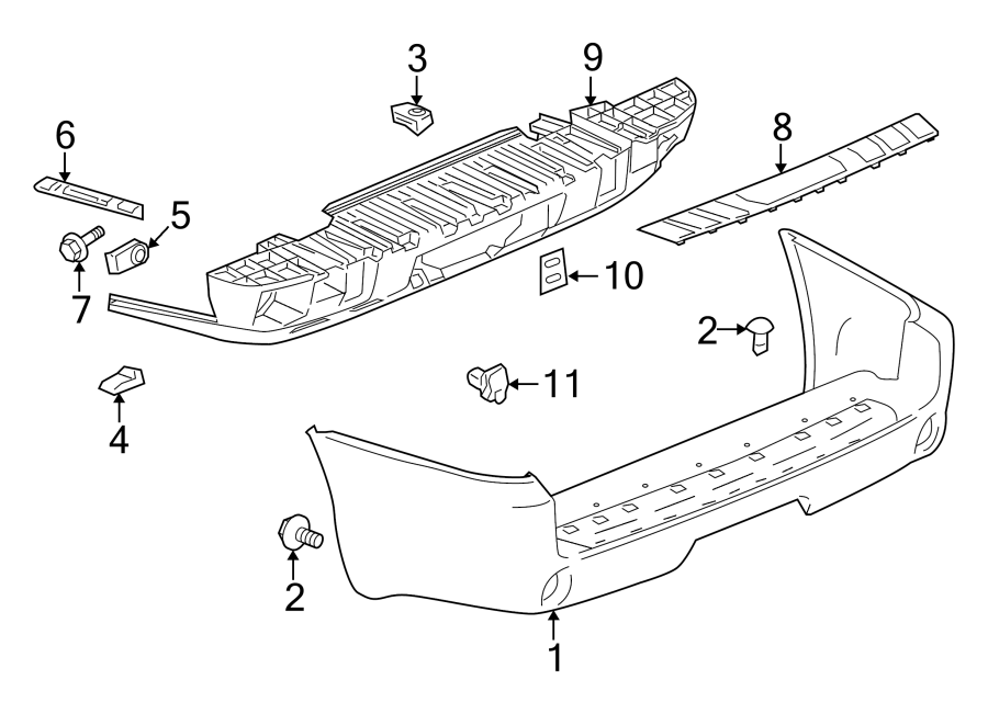 Diagram REAR BUMPER. BUMPER & COMPONENTS. for your 2018 GMC Sierra 2500 HD 6.6L Duramax V8 DIESEL A/T 4WD Base Extended Cab Pickup Fleetside 