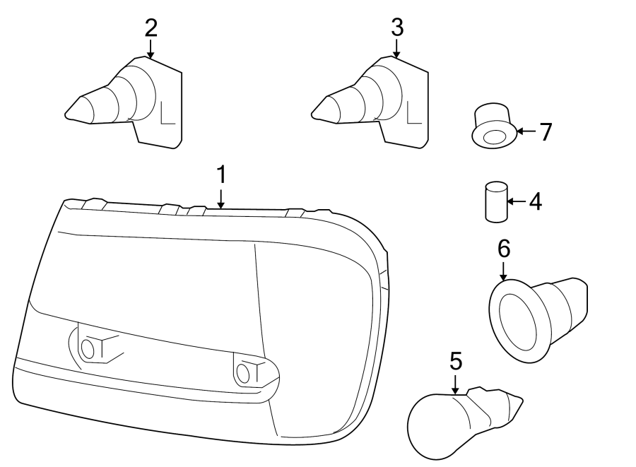 Diagram FRONT LAMPS. HEADLAMP COMPONENTS. for your 2007 GMC Sierra 1500 Classic SL Crew Cab Pickup 5.3L Vortec V8 M/T 4WD 