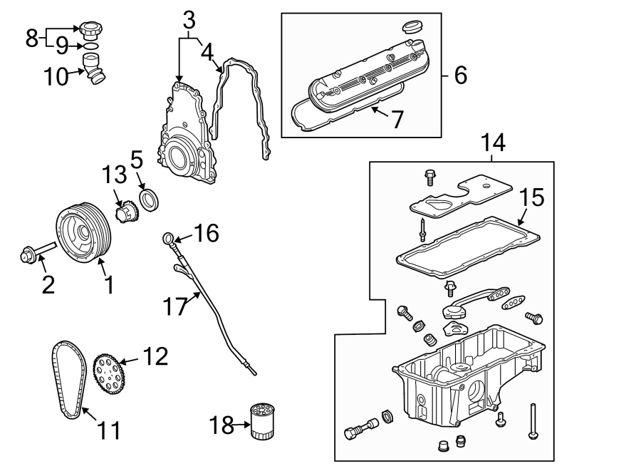 Diagram ENGINE PARTS. for your 2013 Chevrolet Silverado 3500 HD LT Crew Cab Pickup 6.6L Duramax V8 DIESEL A/T 4WD 