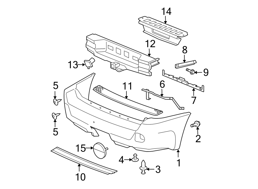 Diagram REAR BUMPER. BUMPER & COMPONENTS. for your 2011 GMC Sierra 2500 HD 6.6L Duramax V8 DIESEL A/T RWD WT Extended Cab Pickup 