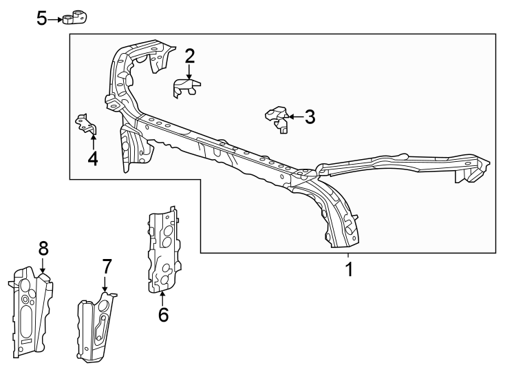 Diagram Radiator support. for your 2011 GMC Sierra 2500 HD 6.6L Duramax V8 DIESEL A/T 4WD SLE Standard Cab Pickup 