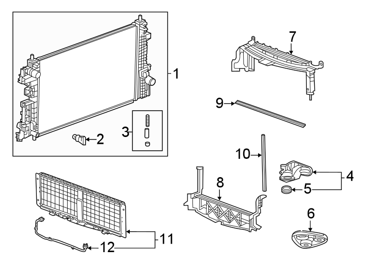 Diagram Radiator & components. for your 2013 Chevrolet Equinox LTZ Sport Utility  