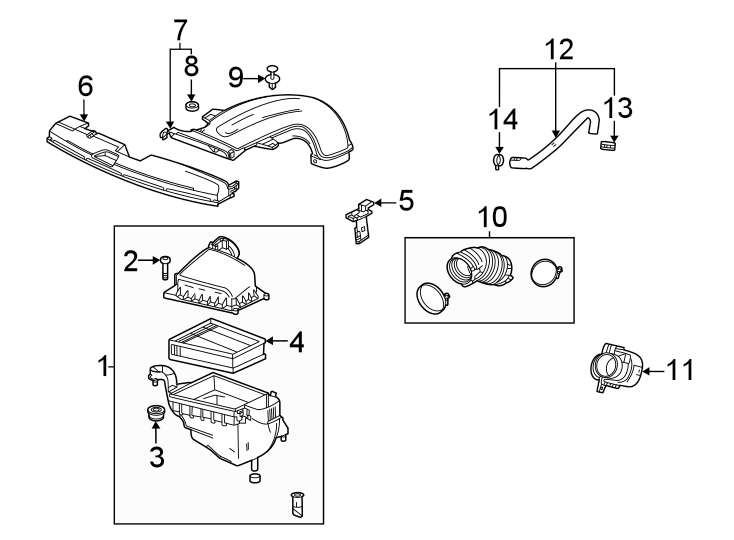 Diagram Engine / transaxle. Air intake. for your 2017 Chevrolet Spark   