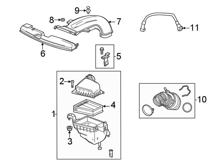 Diagram Engine / transaxle. Air intake. for your 2016 Chevrolet Spark 1.4L Ecotec M/T LS Hatchback 