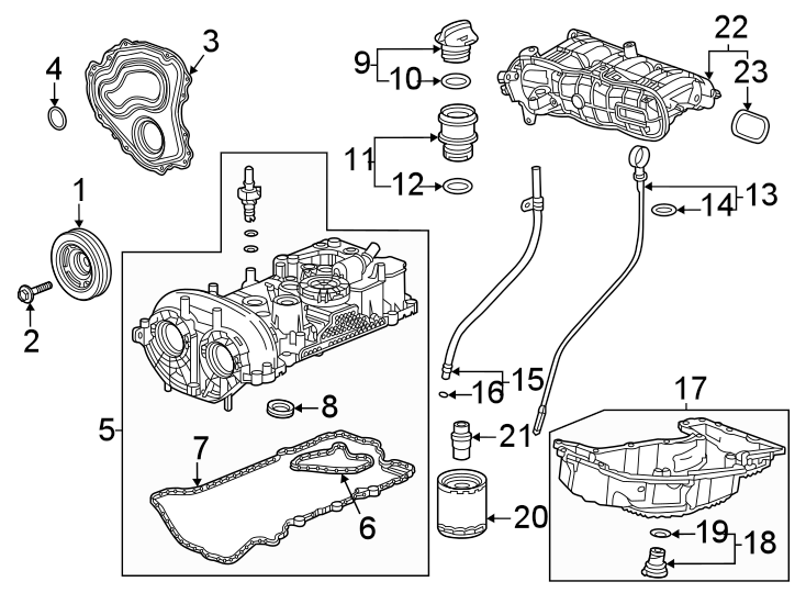 Diagram Engine / transaxle. Engine parts. for your 2005 Chevrolet Colorado   