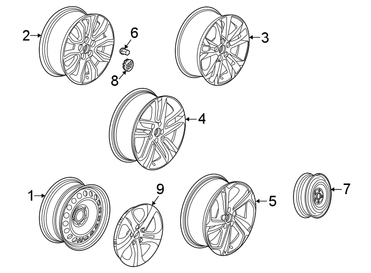 Diagram Wheels. for your 2021 GMC Savana 2500 LT Standard Passenger Van 4.3L Vortec V6 A/T 