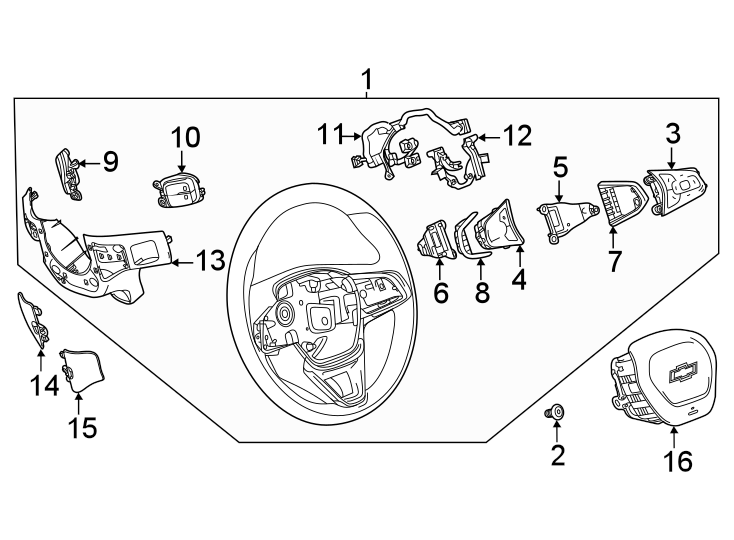 Diagram Steering wheel & trim. for your 2021 Chevrolet Blazer   